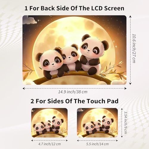 15.6 Inch Laptop Skin Sticker, Reusable Vinyl Cover Protector with 2 Wrist Pad Skins, Removable Waterproof Scratch-Resistant for 12-15.6 Inch Laptop Notebook,Moon Panda - color: Moon Panda