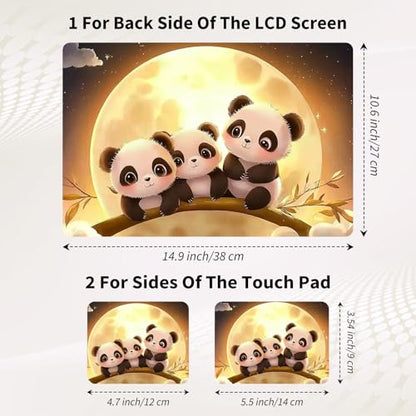 15.6 Inch Laptop Skin Sticker, Reusable Vinyl Cover Protector with 2 Wrist Pad Skins, Removable Waterproof Scratch-Resistant for 12-15.6 Inch Laptop Notebook,Moon Panda - color: Moon Panda