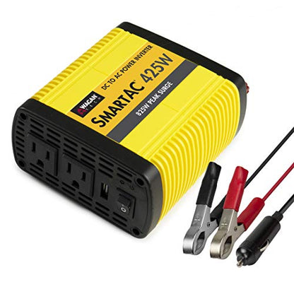 Wagan EL3706 425W Power Inverter 425W TrueRated Continuous 825W Surge PowerAC to DC 12V to 110V AC Inverter with 2 AC Outlets and 2A USB Charging Port - size: 425W