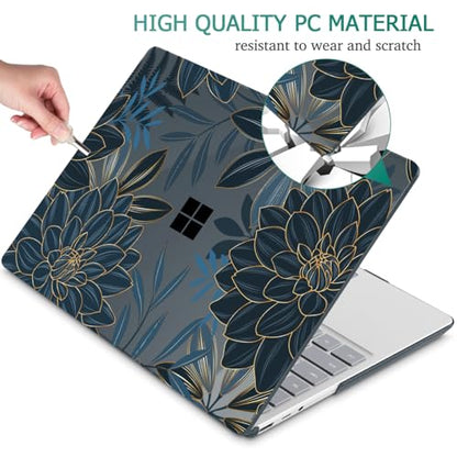 Mektron 2023 Microsoft Surface Laptop GO 3 Case 12.4" Compatible with Go 2/1 Laptop Cover 2022-2020 Releases Model 1943/2013 Plastic Hard Shell Case with Screen Protector, Dahlia Flower C035 - color: Dahlia Flower C035