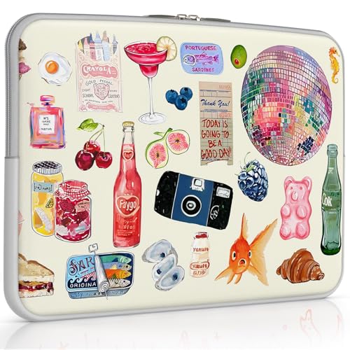 iCasso Laptop Sleeve 13 inch for MacBook Air 13-13.6 inch, Cute Laptop case for MacBook Neo/Pro 13 inch, Slim Protective Travel Carrying Case Sleeve for 14 inch Chromebook, HP, Dell, Stickers - color: 1-Watercolor Stickers
