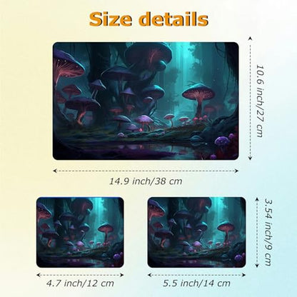 Universal Laptop Skin Sticker with 2 Wrist Pad Decals, 3-Piece Removable Vinyl Laptop Cover, Dreamy Purple and Blue Mushroom Waterproof Anti-Scratch, Easy-Trim Fit for 13.3" 14" 15.6" Laptops - color: Dreamy Purple and Blue Mushroom
