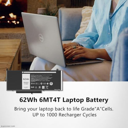 Latitude E5470 E5570 Battery 6MT4T Battery Replacement for Dell Latitude 14 5470 E5470 15 5570 E5570 Precision 15 3510 M3510 Series Notebook 7V69Y TXF9M 79VRK HK6DV 07V69Y（7.6V 62WH） - style: 6MT4T