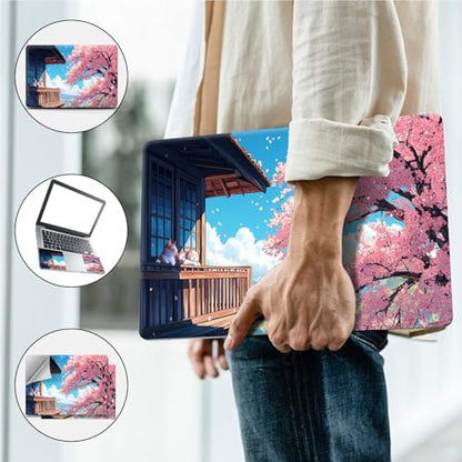 Universal Laptop Skin, DIY Cut-to-Fit Vinyl Cover Compatible with HP, Dell, Lenovo, Mac (13.3" to 15.6"), Anti-Scratch, No Residue & Bubble-Free Protective Decal Sticker, Anime Cat Cherry - color: Anime Cat Cherry