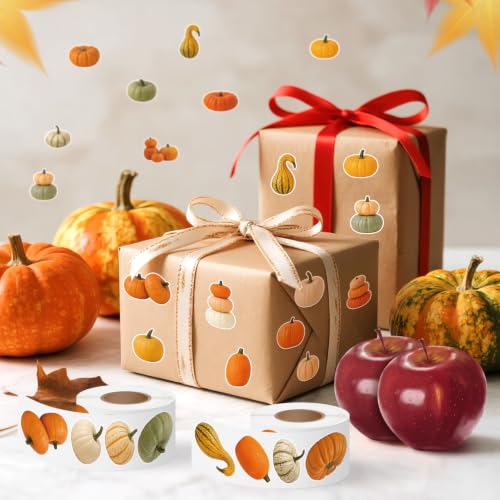 Fall Pumpkin Self Adhesive Easy Peel Sticker for Laptop Scrapbook | 16 Realistic Fall Harvest Designs Waterproof Vinyl Strong Adhesion No Residue for Journals Water Bottles Water Bottle - style: Autumn Fall Pumpkin