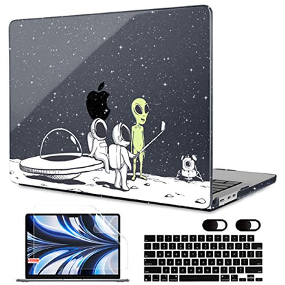 MEEgoodo Case for M5/M4/M3/M2 MacBook Air 13 inch Case 2026 2025 2024 2022, Fit Model A3449/A3240/A3113/A2681, Laptop Hard Shell Compatible with MacBook Air 13.6-inch, Astronauts & Alien - color: Astronauts & Alien