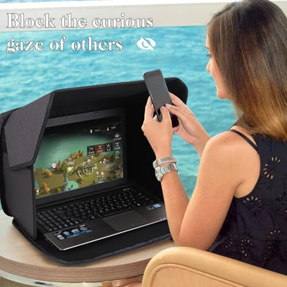Portable Laptop Sun Shade Foldable Laptop Privacy Shield Blocks Sunlight Working Outside,Computer Anti Glare Shield Privacy Hood Case Fits for 15-16 inch(Patent Pending) - size: 15-16 inch