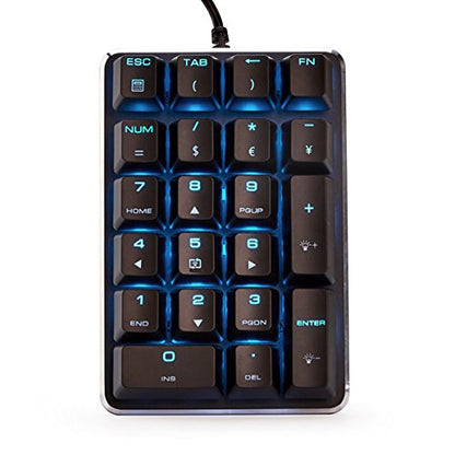 Qisan Mechanical Numeric Keypad GATERON Red Switch Wired Ice Blue Backlight Gaming Keypad/Keyboard 21 Keys Portable Mechanical Numpad Extended Layout | Laptop Accessories | keypad for Computer - color: GATERON Red Switch-Blue