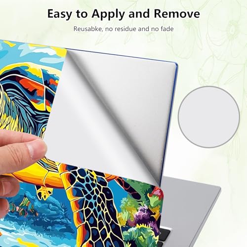 Laptop Skin Sticker Decal, Universal Reusable Vinyl Laptop Cover for 12" 13" 13.3" 14" 15" 15.4" 15.6" Notebook PC, Reusable Waterproof Scratch-Resistant with 2 Wrist Pads,Art Sea Turtle - color: Art Sea Turtle