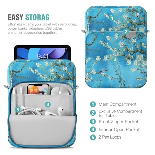 TiMOVO 9-11" Tablet Sleeve Bag Carrying Case with Strap, Apricot Blossom | Fits iPad A16 11", Pad Air 11/5th & 4th 10.9", 10th Gen/10.2", Galaxy Tab A11 Plus, Multi-Pocket, Handle, Padded Protection - color: Apricot Blossom, size: 9-11