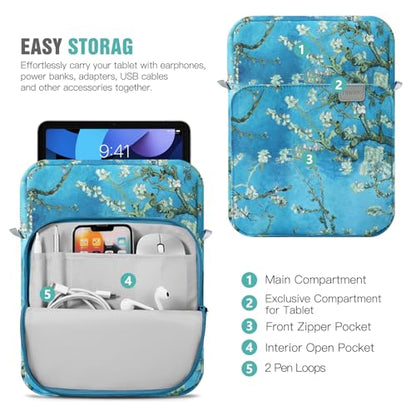 TiMOVO 9-11" Tablet Sleeve Bag Carrying Case with Strap, Apricot Blossom | Fits iPad A16 11", Pad Air 11/5th & 4th 10.9", 10th Gen/10.2", Galaxy Tab A11 Plus, Multi-Pocket, Handle, Padded Protection - color: Apricot Blossom, size: 9-11