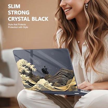 May Chen for 2026 MacBook Pro 14-inch M5 M4 M3 M2 M1 Pro/Max Chip, Release 2026 2025-2021, Model A3427 A3426 A3434 A3112 A3401 A3185, Plastic Hard Shell with Keyboard Cover, Black Sea Wave - color: Black Sea Wave