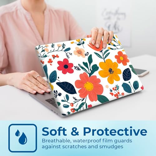 Reusable Universal Laptop Skin Sticker, Cut to Fit for 11.6–15.6 Inch Laptops, Waterproof Protective Film, No-Residue - Floral Garden - color: Floral Garden