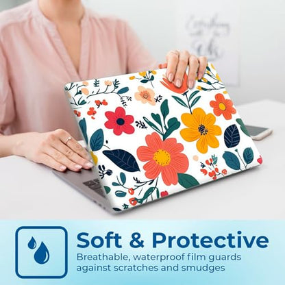 Reusable Universal Laptop Skin Sticker, Cut to Fit for 11.6–15.6 Inch Laptops, Waterproof Protective Film, No-Residue - Floral Garden - color: Floral Garden