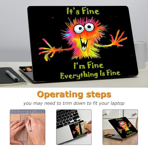 Universal Laptop Skin Sticker with 2 Wrist Pad Decals, 3-Piece Removable Vinyl Laptop Cover, Cute Monster Waterproof Anti-Scratch, Easy-Trim Fit for 13.3" 14" 15.6" Laptops - color: Cute Monster