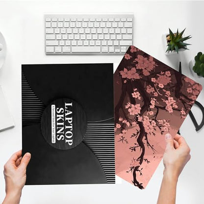 Universal Laptop Skin Sticker with 2 Wrist Pad Skins, Waterproof Scratch Resistant Vinyl Laptop Cover Decal, Cut to Fit for 11–15.6 Inch MacBook HP Dell Lenovo, Cherry Blossom Tree - color: Cherry Blossom Tree