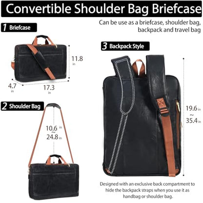 Stuery Faux Leather Messenger Bag for Men 17-17.3 Inch: Laptop Bag Briefcase Computer Handbags Shoulder Crossbody Bag with Padded Laptop Sleeve for Work College Travel, Black Brown - color: Pu Black Brown