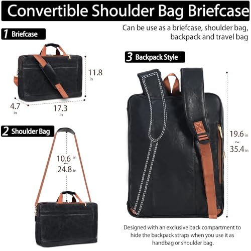 Stuery Faux Leather Messenger Bag for Men 17-17.3 Inch: Laptop Bag Briefcase Computer Handbags Shoulder Crossbody Bag with Padded Laptop Sleeve for Work College Travel, Black Brown - color: Pu Black Brown