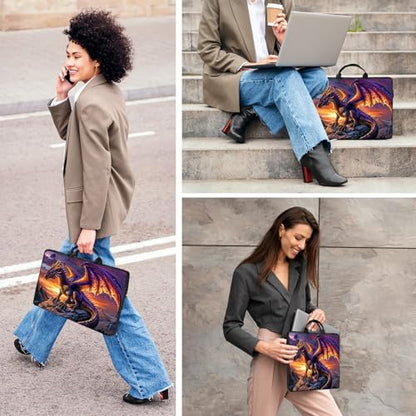 Laptop Bag,14 15 15.6 inch Laptop Case Sleeve,Computer Sleeve with Handle for Women Men,Carrying Case for MacBook,Dell,Lenovo,Notebook Computer,Purple Dragon Sunset - color: Purple Dragon Sunset