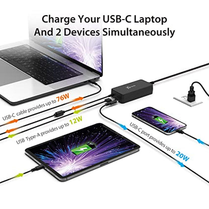 j5create 108W USB Type C PD Laptop Super Charger | For Laptops, , Tablets, Macbooks, Android, iPhone, iPad Pro, Smart Phone (JUP34108)