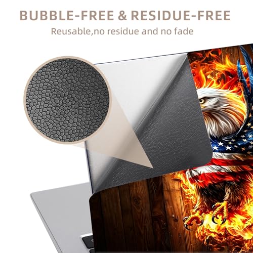 Universal Laptop Skin Sticker for 12/13/14/15.6 Inch Laptops, Reusable Vinyl Laptop Decal Cover, Waterproof Scratch Resistant Notebook Skin with 2 Wrist Pads,American Flag Flame Eagle - color: American Flag Flame Eagle