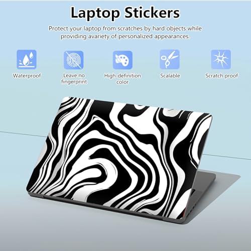 Universal Laptop Skin Sticker with 2 Wrist Pad Skins, Waterproof Scratch Resistant Vinyl Laptop Cover Decal, Cut to Fit for 11–15.6 Inch MacBook HP Dell Lenovo, Abstract Wavy - color: Abstract Wavy