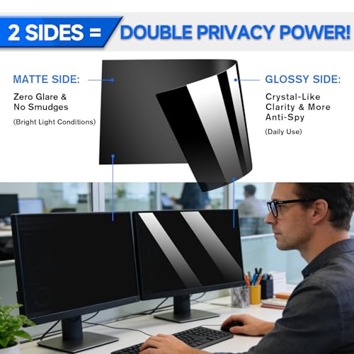 [2-Pack] Privacy Screen For Computer Monitor, 19-Inch 5:4 Aspect Ratio; Anti Spy/Bule Light/Glare And Eye Protection, 2 Install Ways Removable For Office, Airport, Cafe And Other Public Area; Diagonal 19 Inches, Width 14.84 Inches, Height 11.87 Inches - c
