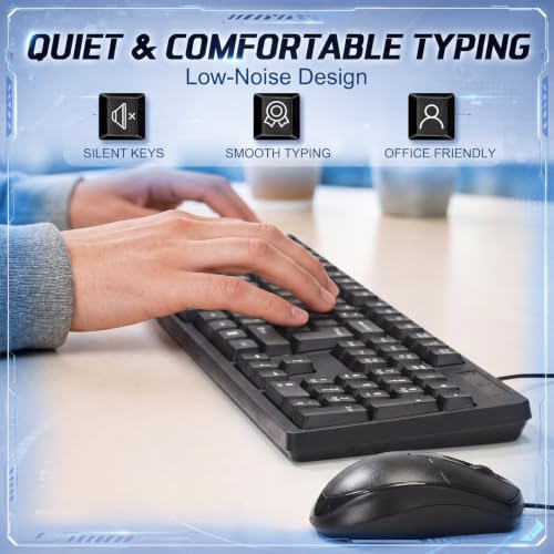 Tellegloww 24 Sets USB Wired Keyboard and Mouse Combo Bulk,Black | Keyboard and Mouse for Office Business Enterprise Workstation, Plug and Play Computer Peripherals for Pc Desktop Laptop