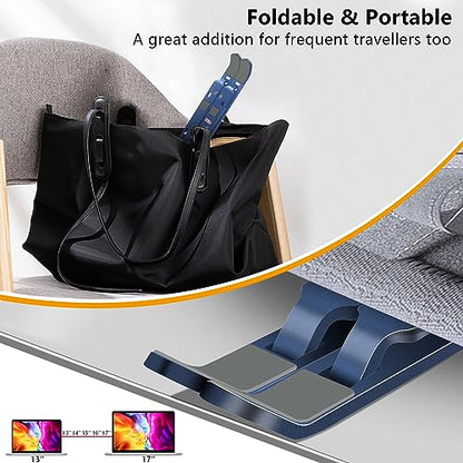 Laptop Stand, Computer Tablet Stand, Adjustable Aluminum Foldable Portable Laptop Holder Riser, Compatible with MacBook Air Pro, Lenovo, HP, Dell, More 10-15.6” Laptops and Tablets (Blue) - color: D102 Blue