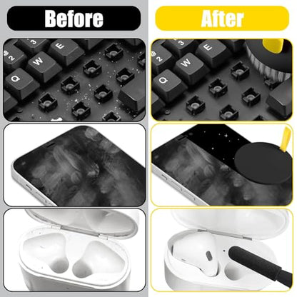 20-in-1 Laptop Phone Screen Earbud Cleaning Kit, Keyboard Cleaner Kit, Keyboard Cleaning Kit with Electronic Cleaning Brush Spray for Airpods Pro, iPad, iPhone Pro, Camera, Computer Cleaning - color: BLACK