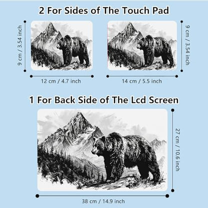 Universal Laptop Skin Sticker with 2 Wrist Pad Skins, Waterproof Scratch Resistant Vinyl Laptop Cover Decal, Cut to Fit for 11–15.6 Inch MacBook HP Dell Lenovo, Black Bear Mountain - color: Black Bear Mountain