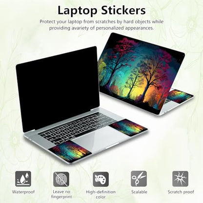 Laptop Skin Sticker Decal, Universal Reusable Vinyl Laptop Cover for 12" 13" 13.3" 14" 15" 15.4" 15.6" Notebook PC, Reusable Waterproof Scratch-Resistant with 2 Wrist Pads,Watercolour Forest - color: Watercolour Forest