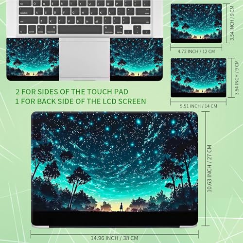 Laptop Skin Sticker Decal, Universal Protective Cover Fit 12 13 14 15.6 Inch Notebook, Reusable Water-Resistant Vinyl Decal w/ 2 Wrist Pads for Business Travel Office, Deep Blue Forest - color: Deep Blue Forest