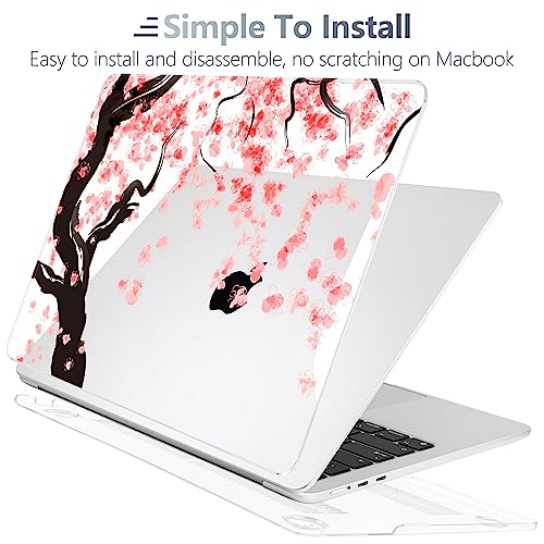 Batianda Case for MacBook Air 15" with M5 M4 M3 M2 Chip, Cherry Blossoms | 4-in-1 Set with Pink Sakura Branch Design, Lightweight Hard Shell Protection For Girls, Students and Cherry Blossom Lovers - color: Cherry Blossoms