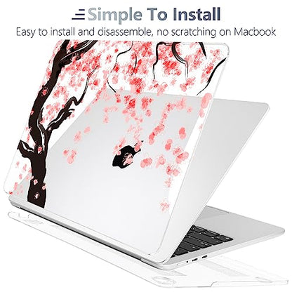 Batianda Case for MacBook Air 15" with M5 M4 M3 M2 Chip, Cherry Blossoms | 4-in-1 Set with Pink Sakura Branch Design, Lightweight Hard Shell Protection For Girls, Students and Cherry Blossom Lovers - color: Cherry Blossoms
