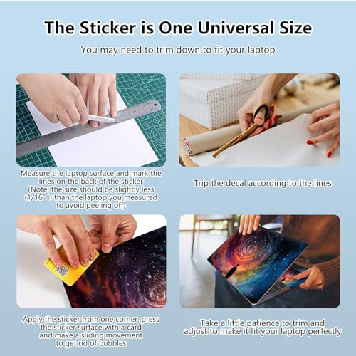Universal Laptop Skin Sticker with 2 Wrist Pad Skins, Waterproof Scratch Resistant Vinyl Laptop Cover Decal, Cut to Fit for 11–15.6 Inch MacBook HP Dell Lenovo, Interstellar Universe - color: Interstellar Universe