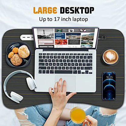 Fayquaze Laptop Bed Desk, Portable Foldable Laptop Bed Table with USB Charge Port Storage Drawer and Cup Holder, Lap Desk Notebook Stand Tray Table Serving Tray for Eating, Reading and Working | Portable, Foldable, Lap Desk with USB Charge Port Storage Dr