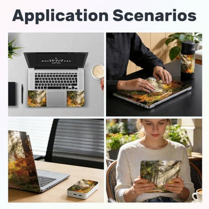 3Pcs Forest Laptop Skin Sticker Scenery Sunlight Universal Removable Vinyl Stickers Fits for 12.1 13 14 15.6 16 Inch Waterproof Notebook Decal Cover Gift - color: Yellow