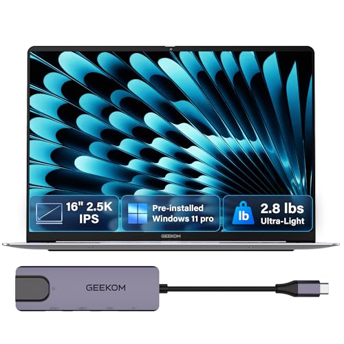 GEEKOM GeekBook X16 Pro 2.8 lbs Laptop, 16" 2.5K 16:10 Laptop Computer, Ultra 5 125H, 32GB LPDDR5x 7500MHz RAM 1TB SSD, Up to 17 Hour, USB4, Fingerprint, DTS:X Ultra Audio, Copilot, Windows 11 Pro - color: GeekBook X16 Pro U5 32GB+1T