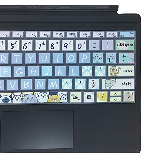 Silicon Keyboard Cover Skin for Microsoft Surface Pro 7/6/5, 2019，2018，2017 Keyboard,US Layout, Cute Cat - color: Cute Cat