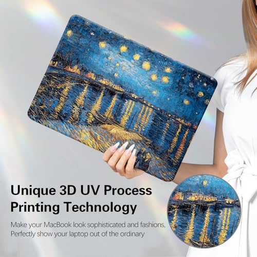 Funut Compatible with MacBook Air 13 inch Case 2021 2020 2019 2018 Model A2337 M1 A2179 A1932 Plastic Hard Shell Case Protective Cover for MacBook Air 13 with Touch ID, Starry Night - color: 1 Starry Night Over the Rhone, size: Mac Air 13" 2018-2022(A1932