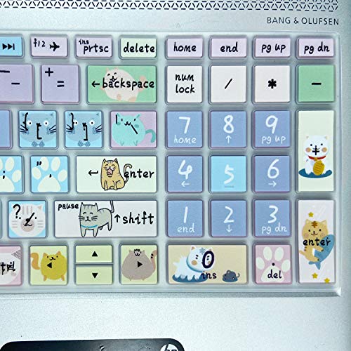 Keyboard Cover for HP Envy x360 15.6''Series/Pavilion 15/ Pavilion x360 15.6” Series/Envy 17 17.3" Series/HP Laptop 15t 17t 17-ca0011nr 17-by0040nr, Cute Cat - color: Cute Cat