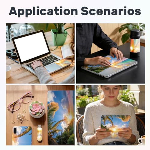3Pcs Beach Laptop Skin Sticker Scenery Universal Removable Vinyl Stickers Fits for 12.1 13 14 15.6 16 Inch Waterproof Notebook Decal Cover Gift - color: Blue