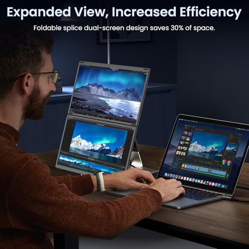15.6" Laptop Screen Extender, 1080P FHD Laptop Monitor Extender, 235° Rotating Detachable Dual Monitor, Plug & Play Triple Screen for 13"-17.3" Laptops, Compatible with Mac/Windows/Android & Dex - color: 15.6" Carbon Black