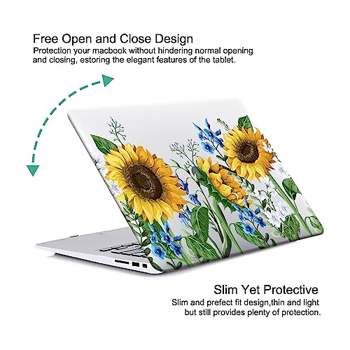 Compatible with MacBook Air 13 inch Case 2022 2021 2020 2019 2018 Release M1 A2337 A2179 A1932 Retina Display Touch ID, Plastic Hard Shell Case & Keyboard Cover, Sunflower - color: 01 Sunflower