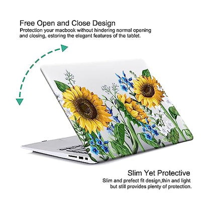 Compatible with MacBook Air 13 inch Case 2022 2021 2020 2019 2018 Release M1 A2337 A2179 A1932 Retina Display Touch ID, Plastic Hard Shell Case & Keyboard Cover, Sunflower - color: 01 Sunflower