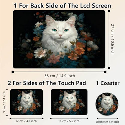 Laptop Skin Sticker Decal 15.6 Inch,12 13 13.3 14 15 15.6 in Laptop Netbook Skins for Notebook,Art Decal Removable Waterproof Scratch Resistant,Universal Vinyl Cover,Cute Cat Floral - color: Cute Cat Floral