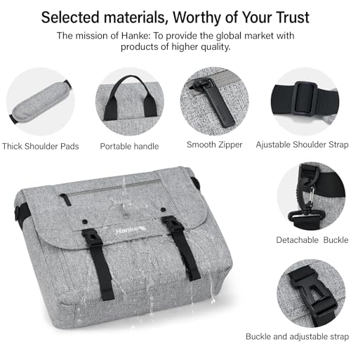 Hanke 15.6 Inch Laptop Messenger Bag for Men & Women, Large Crossbody Satchel Work Bag - color: Light Grey
