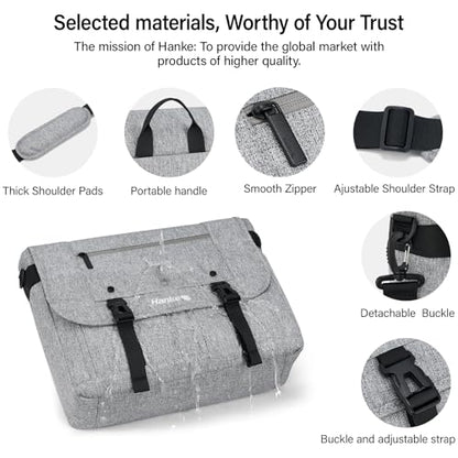 Hanke 15.6 Inch Laptop Messenger Bag for Men & Women, Large Crossbody Satchel Work Bag - color: Light Grey