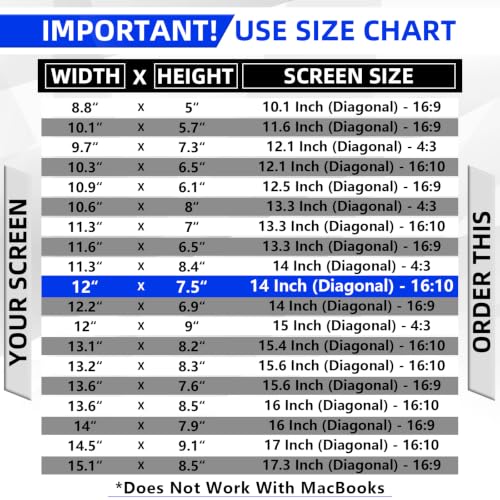ZOEGAA 4-way 360° Laptop Privacy Screen 14 inch 16:10 Aspect Ratio. | Screen Size is 12 in Wide and 7.5 in High; Removable; Compatible With HP Dell Lenovo Samsung Thinkpad; - size: 14 in 16:10